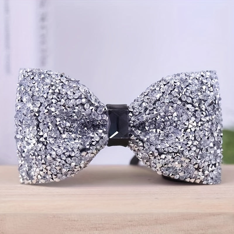 Men's Glitter Faux Diamond Bow Tie for Nightclub Banquet