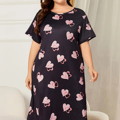  Lounge Dress Women's Plus Heart Print Cooling