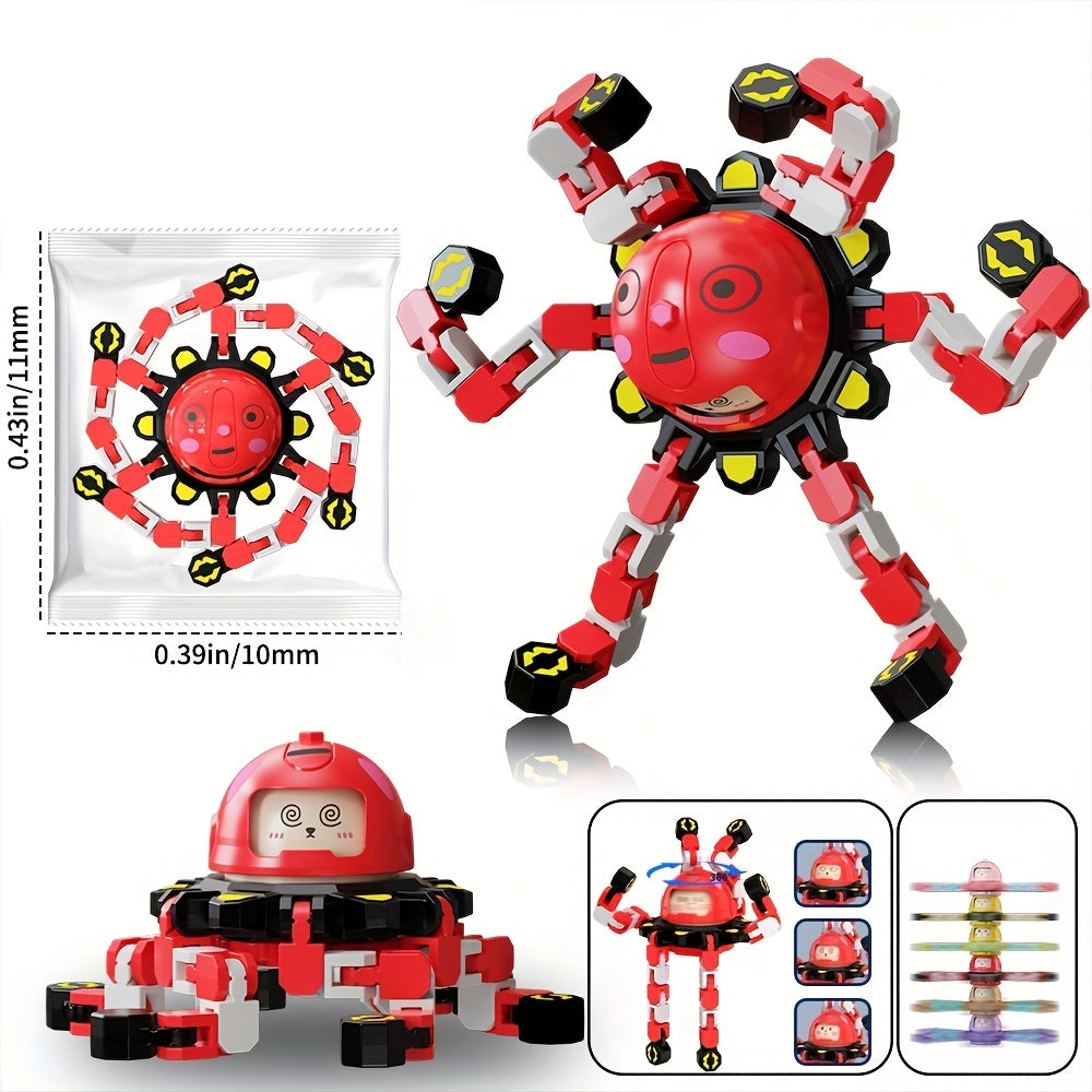 Transformable Chain Robot Finger Spinner Multicolor Deforme...