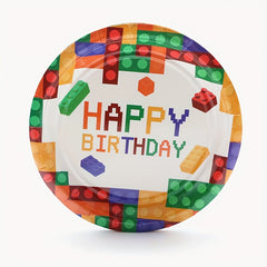 Colorful Block Party Tableware Set - 20pcs Plates & Napkins for Colorful Theme