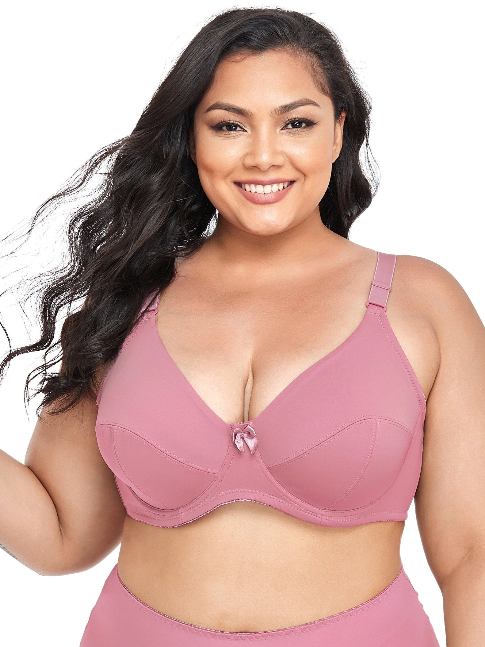  Casual Bra Women's Plus Plain Mini Bow Medium Stretch Push Up Bra
