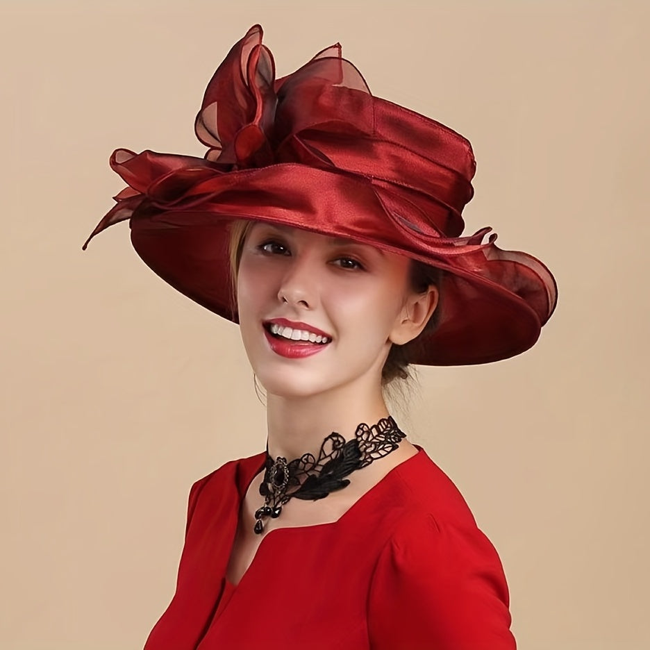 Vintage Flower Sun Hat Lightweight Adjustable Church Hat Mesh Travel Beach Hats