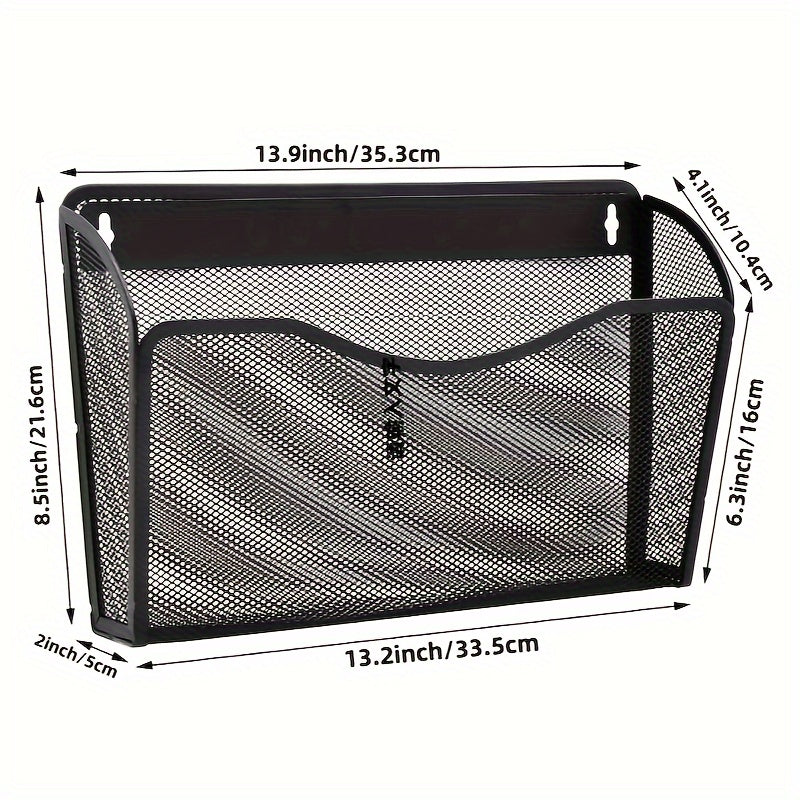 Metal Mesh Pockets Hanging File Organizer Wall File Holder Rack