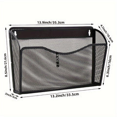 Metal Mesh Pockets Hanging File Organizer Wall File Holder Rack
