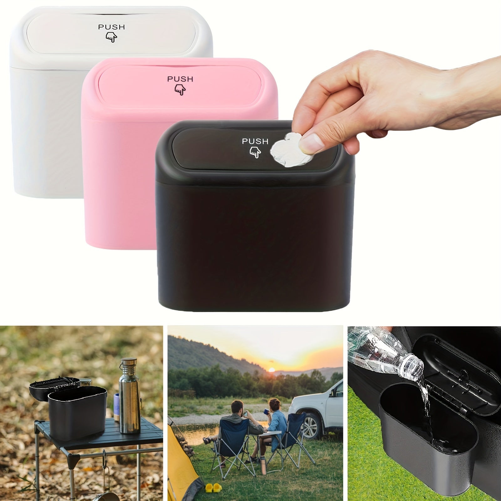 Car Trash Bin Hanging Garbage Dust Case for Camp Cars Home Office