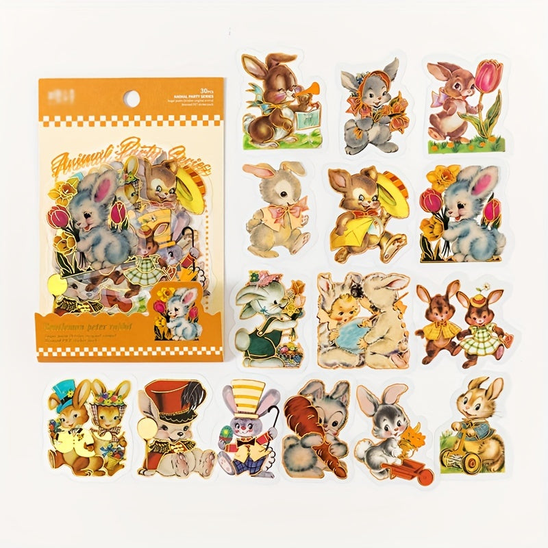 30 Sheets Animal Party Series PET Sticker for Diary Decoration