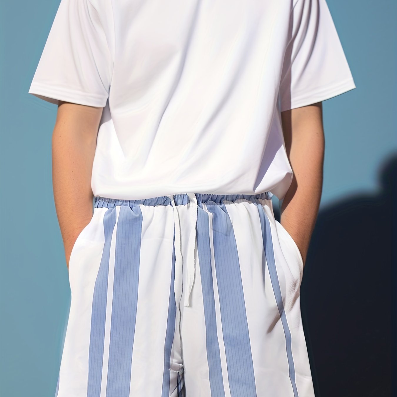 Men's Striped Drawstring Shorts for Summer Beach