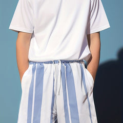 Men's Striped Drawstring Shorts for Summer Beach