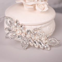 Silvery Faux Pear Hair Pin Rhinestone Hair Clip Wedding Hair Accessory