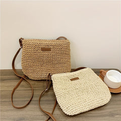 Straw Beach Bag Women's Woven Crossbody Shoulder Bag For Holiday
