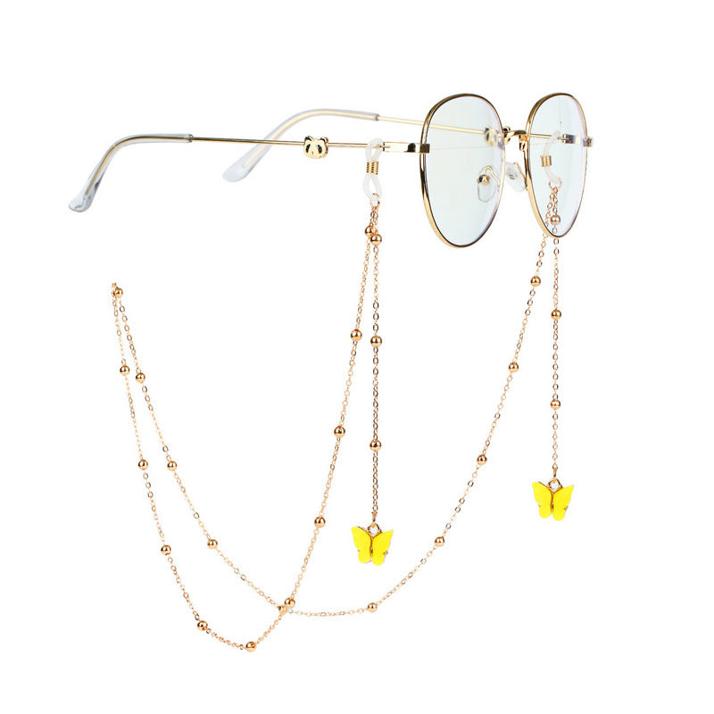 Alloy Butterfly Pendant Glasses Chain Colorful Mask Chain Necklace