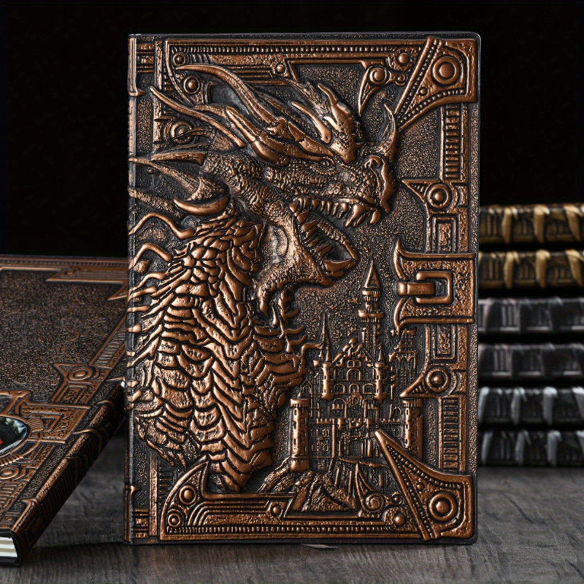 A5 Vintage Embossed Dragon Notepad Metal Stereo