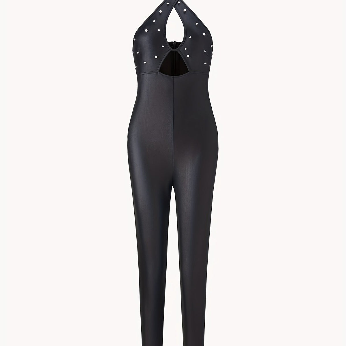 Beaded Cross Halter Neck Jumpsuit Cut Out Backless