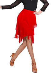 Latin Dance Skirts Fringed Tassel Split Performance Skirt