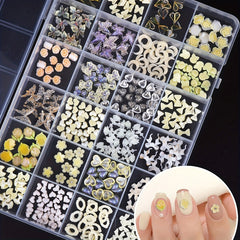 24 3D Resin Nail Charms Pink Styles Butterfly Camellia Rose Heart