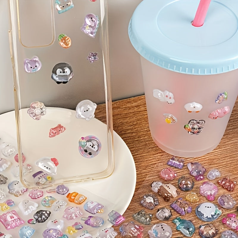 3D Relief Stickers Cartoon Animals Bread Resin Stickers