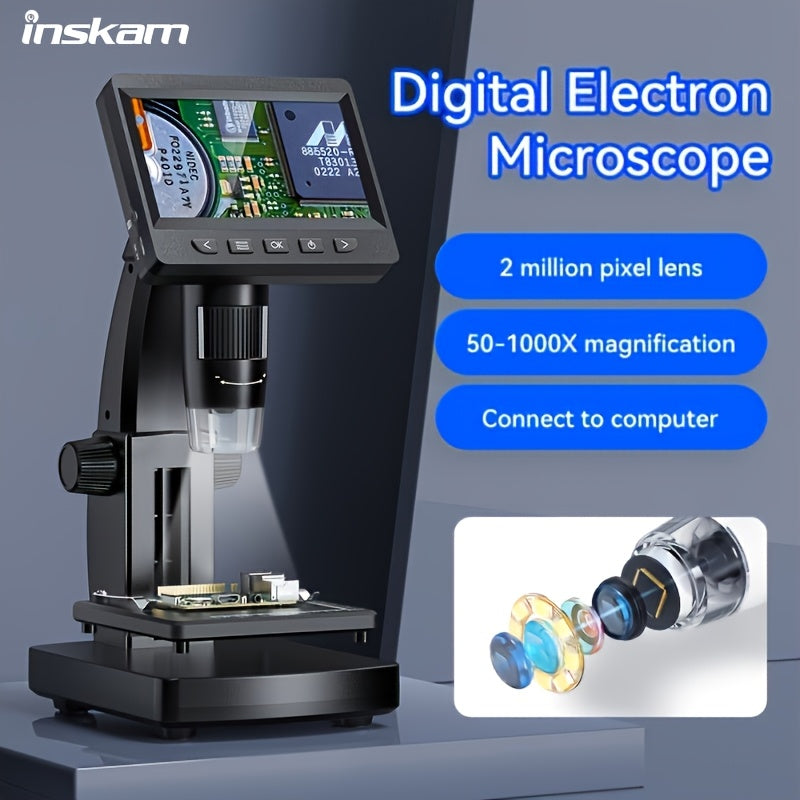 3 HD Digital Microscope 50-1000X Magnification 8 LED Illumination 2MP Lens
