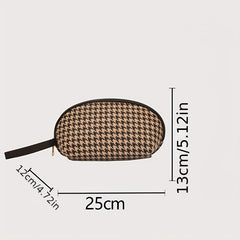 Houndstooth Pattern Makeup Pouch Zipper Cosmetic Bag