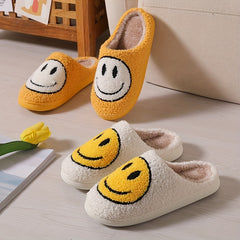 Women's Warm Smile Face Slippers - Cozy Fuzzy Home Plush Shoes