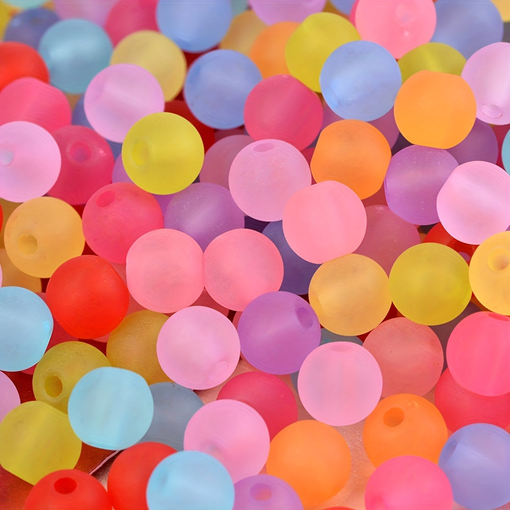 500Pcs 6mm Frosted Crystal Glass Round Spacer Beads Random Mixed Colors