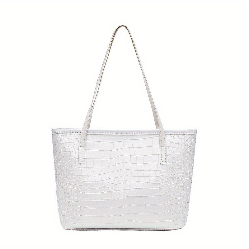 Crocodile Pattern Tote Bag Solid Shoulder Bag Women's Handbags