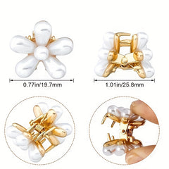 5pcs Small Pearl Hair Claw Clips Flower Bang Clips Hair Accessories