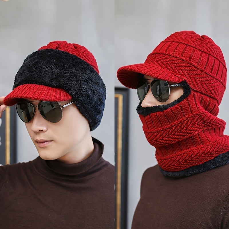 Men's Winter Fleece Beanie Scarf Set