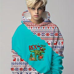 Christmas Dinosaur Print Boys Hoodie Lightweight Comfortable
