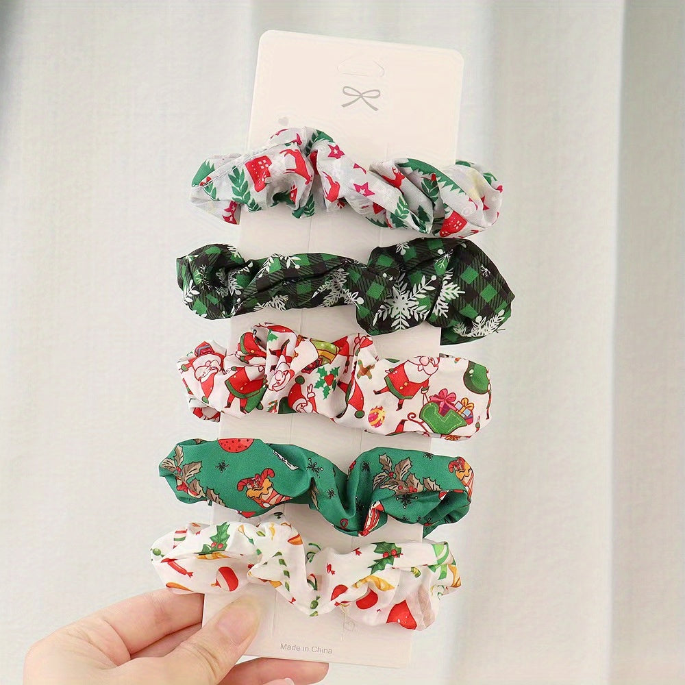 5pcs Halloween Scrunchies Satin Hair Rope Elastic Ponytail Holder