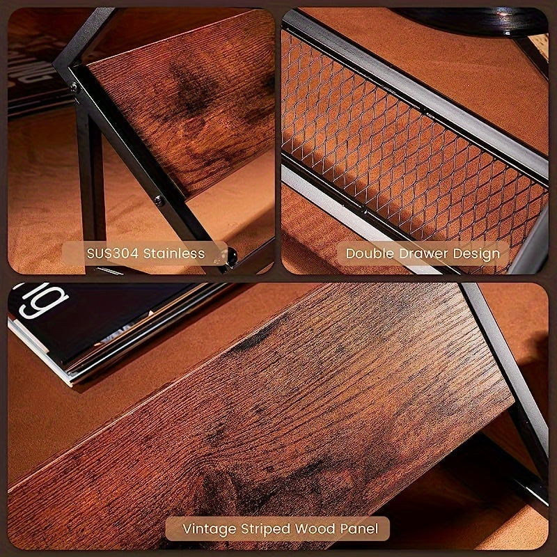 Wood and Iron Vinyl Record Holder