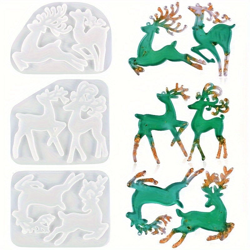 DIY Epoxy Resin Christmas Elk Reindeer Pendant Silicone Mold