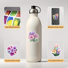 50pcs Flower Graffiti Vinyl Stickers Reusable Decals Mixed Colors PVC Material