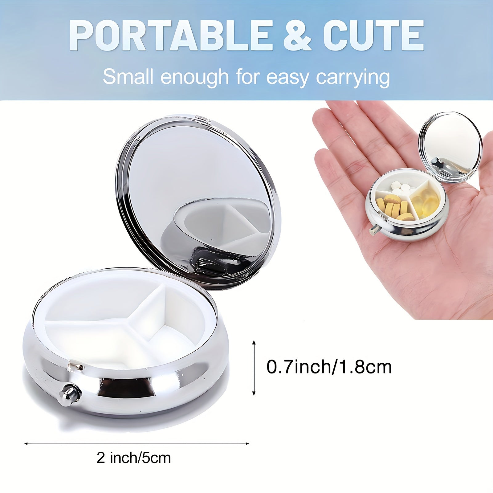 Siamese Cat Art Pill Case 3 Compartment Pocket Sized Pill Box