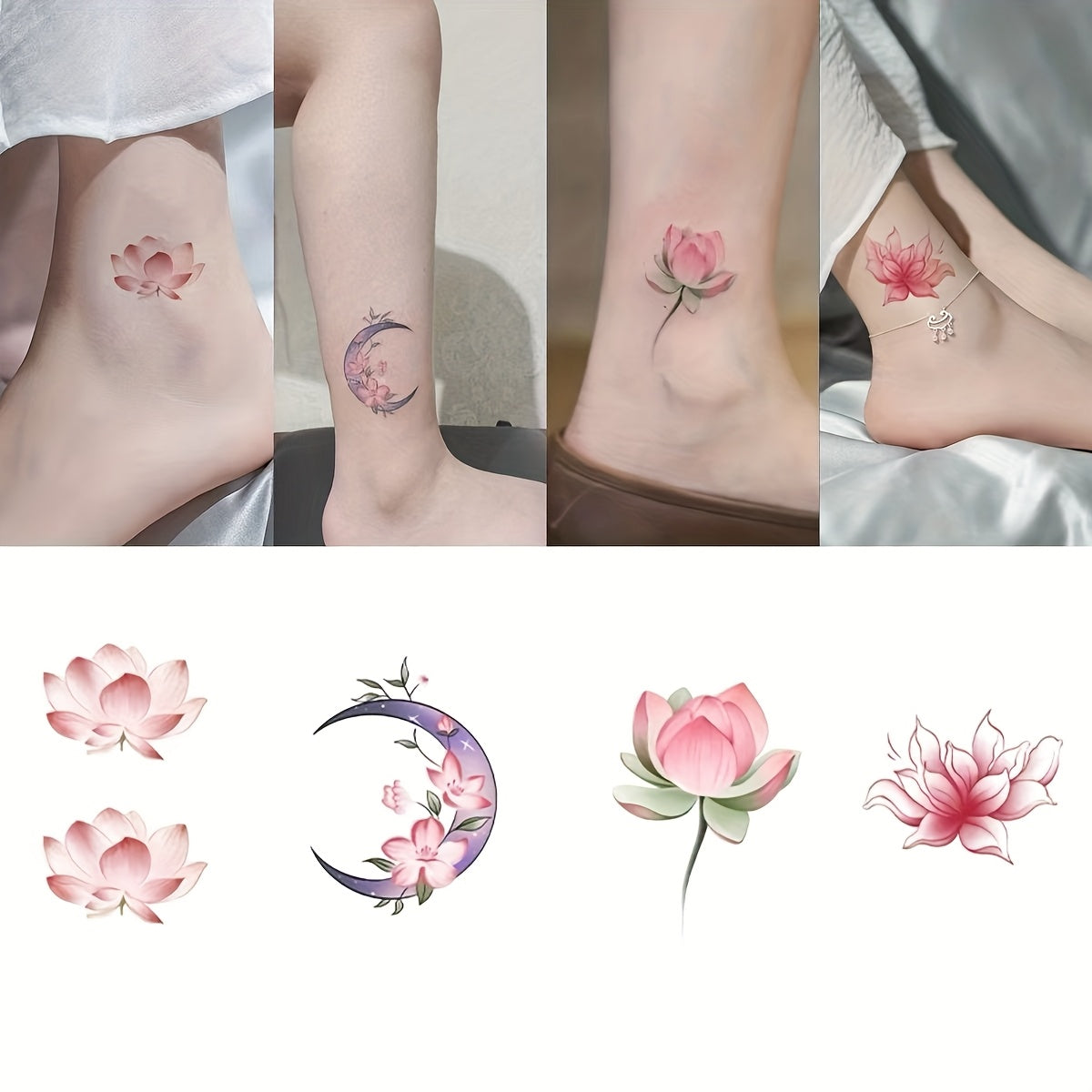 Colorful Lotus Tattoo Stickers Waterproof Temporary Tattoos
