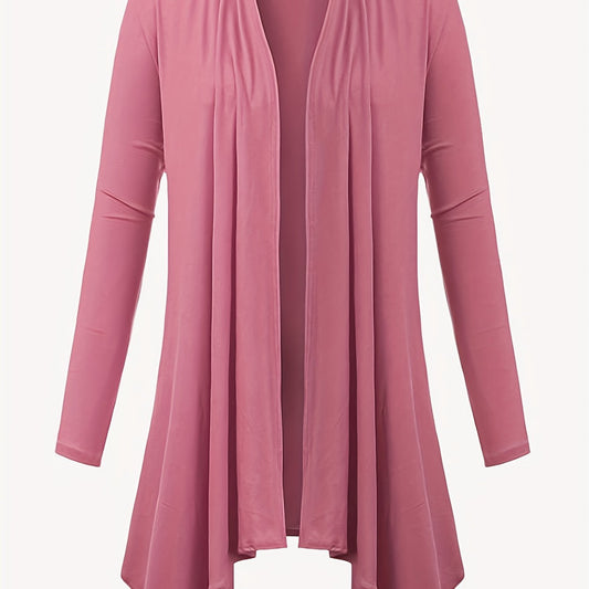  Solid Long Sleeve Open Front Cardigan