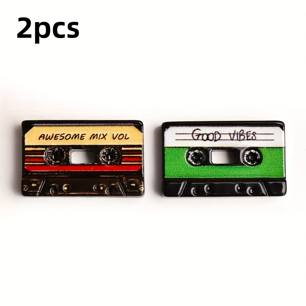 2pcs Mini Retro Cassette Tape Figurines for Dollhouse Decor
