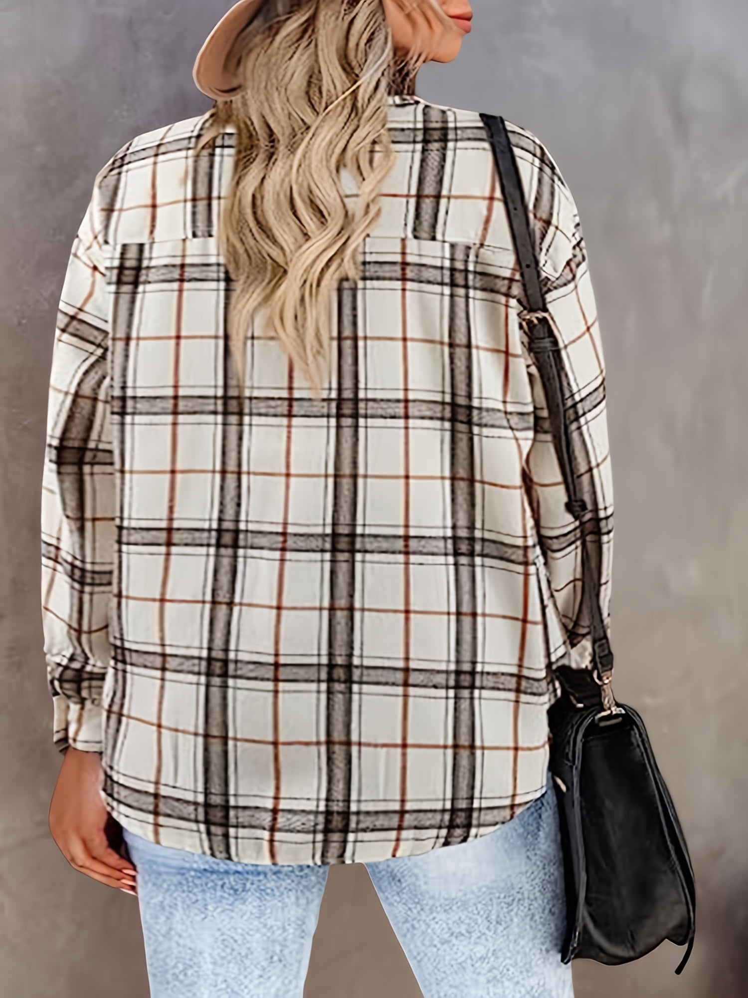  Plaid Print Button Up Long Sleeve Shirt