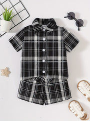Baby Boy Casual Set Plaid Shirt & Shorts