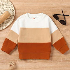 Infant Stylish Block Sweatshirt Cotton Long Sleeve Pullover