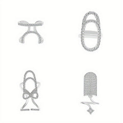 Alloy Geometric Nail Caps Set Of 4 Rings Hand Decoration Rhinestones