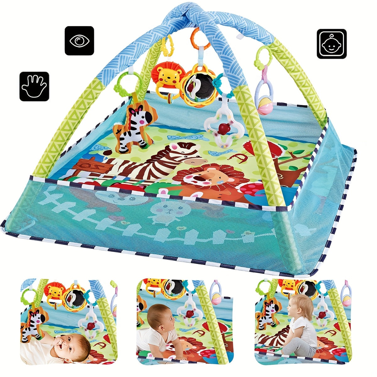 Kids' Play Mat with 5 Detachable Toys for Toddlers Sensory Development