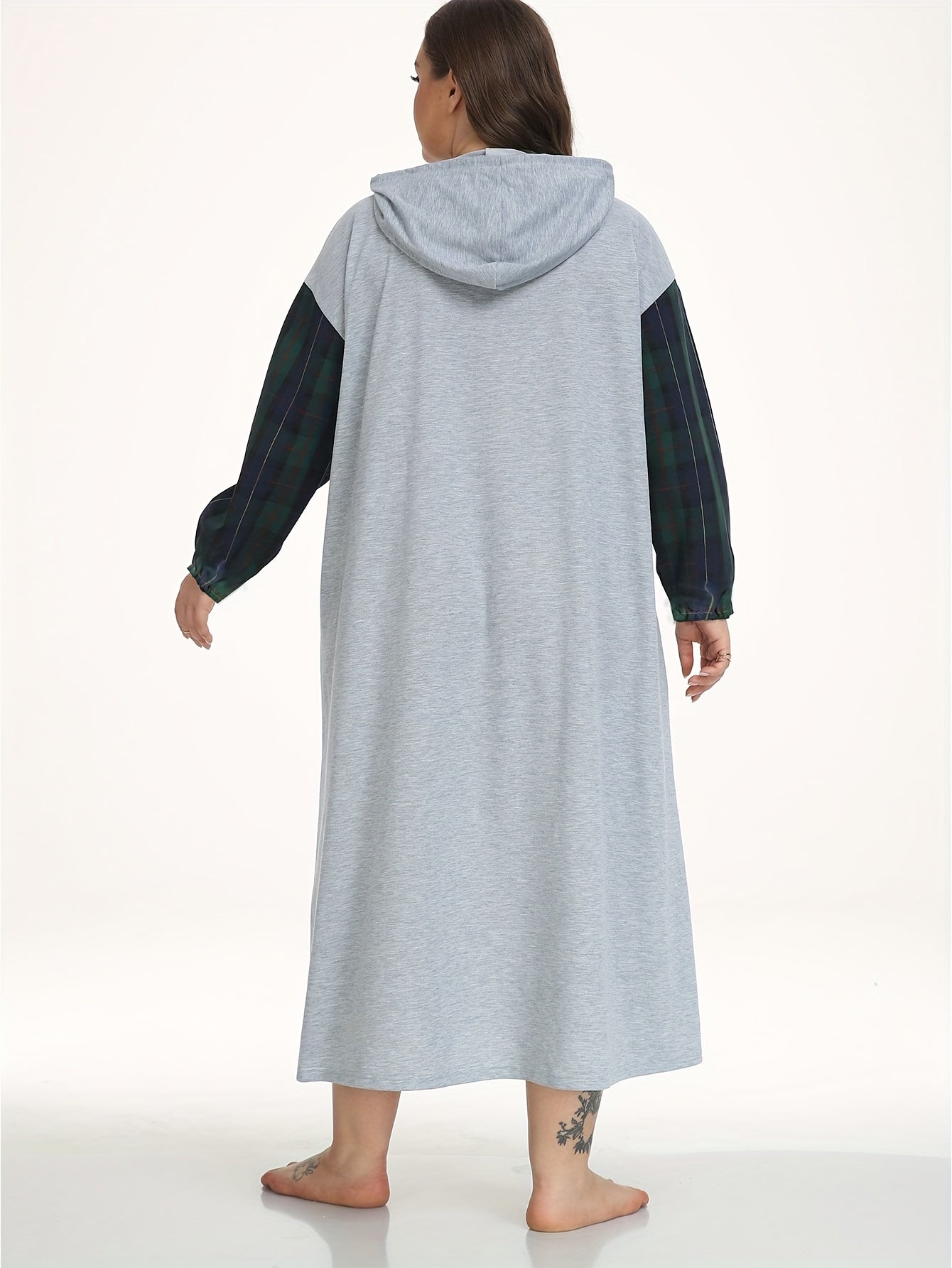  Snowflake Slogan Print Hooded Sleep Dress
