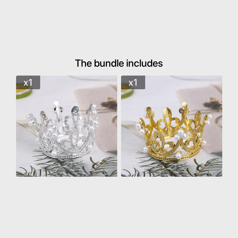 Mini Crown Princess Topper Crystal Pearl Hair Ornaments for Wedding