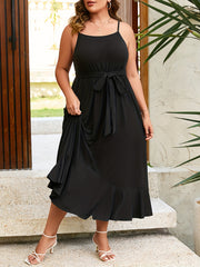  Round Neck Maxi Smock Dress with Ruffle Trim