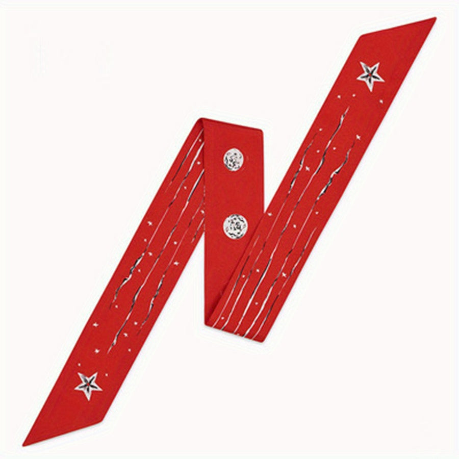 Pentagram Pattern Silky Neck Scarf Retro Handbag Handle Hair Ribbon