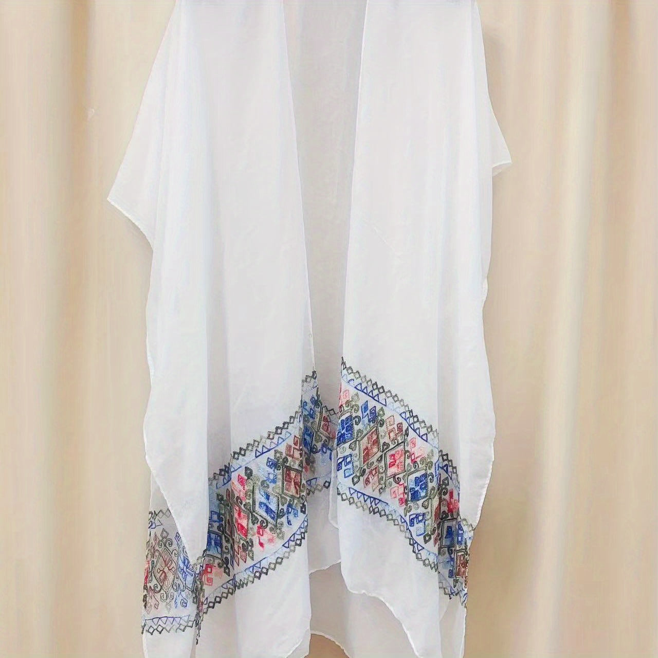 Boho Embroidery Shawl Large Wrap Sunscreen Cover Up Women