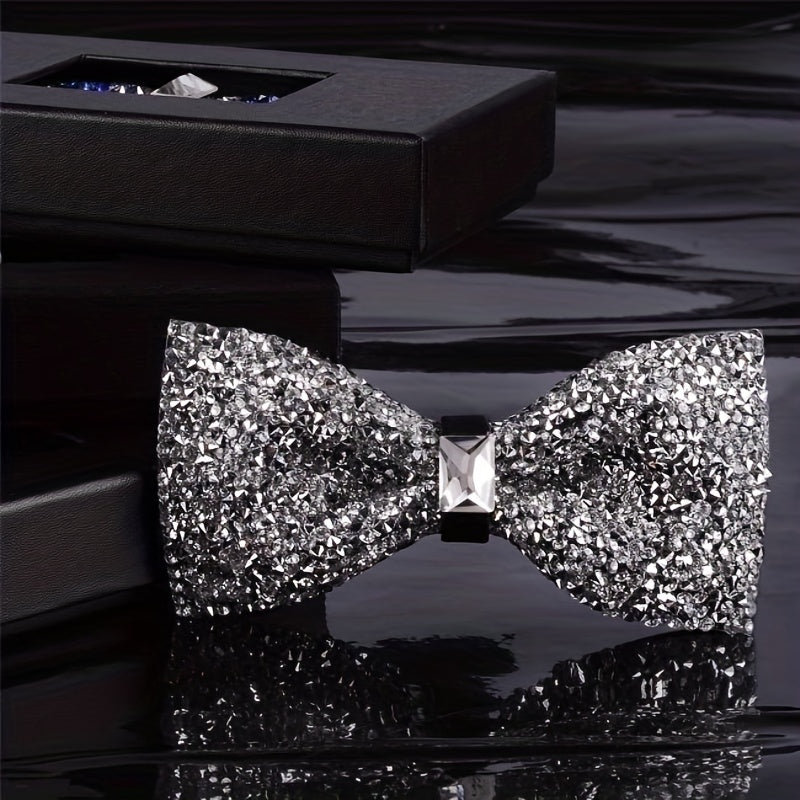 Men's Glitter Faux Diamond Bow Tie for Nightclub Banquet