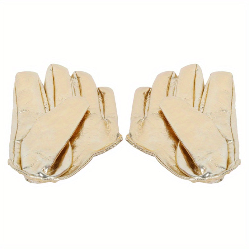 Women's Punk PU Leather Half Palm Gloves for Dancing Rock Performance