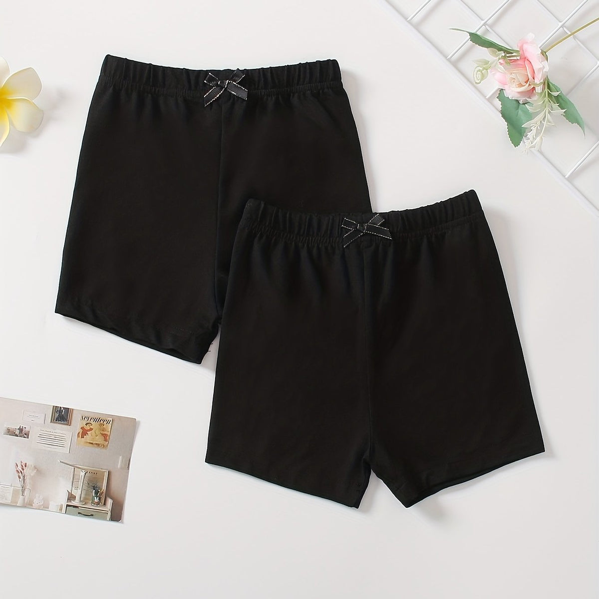 Girls' 2 Packs Basic Cartwheel Shorts, Thin & Comfy Fit