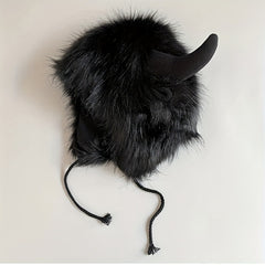 Men's Windproof Cow Horn Cap Winter Ear Protection